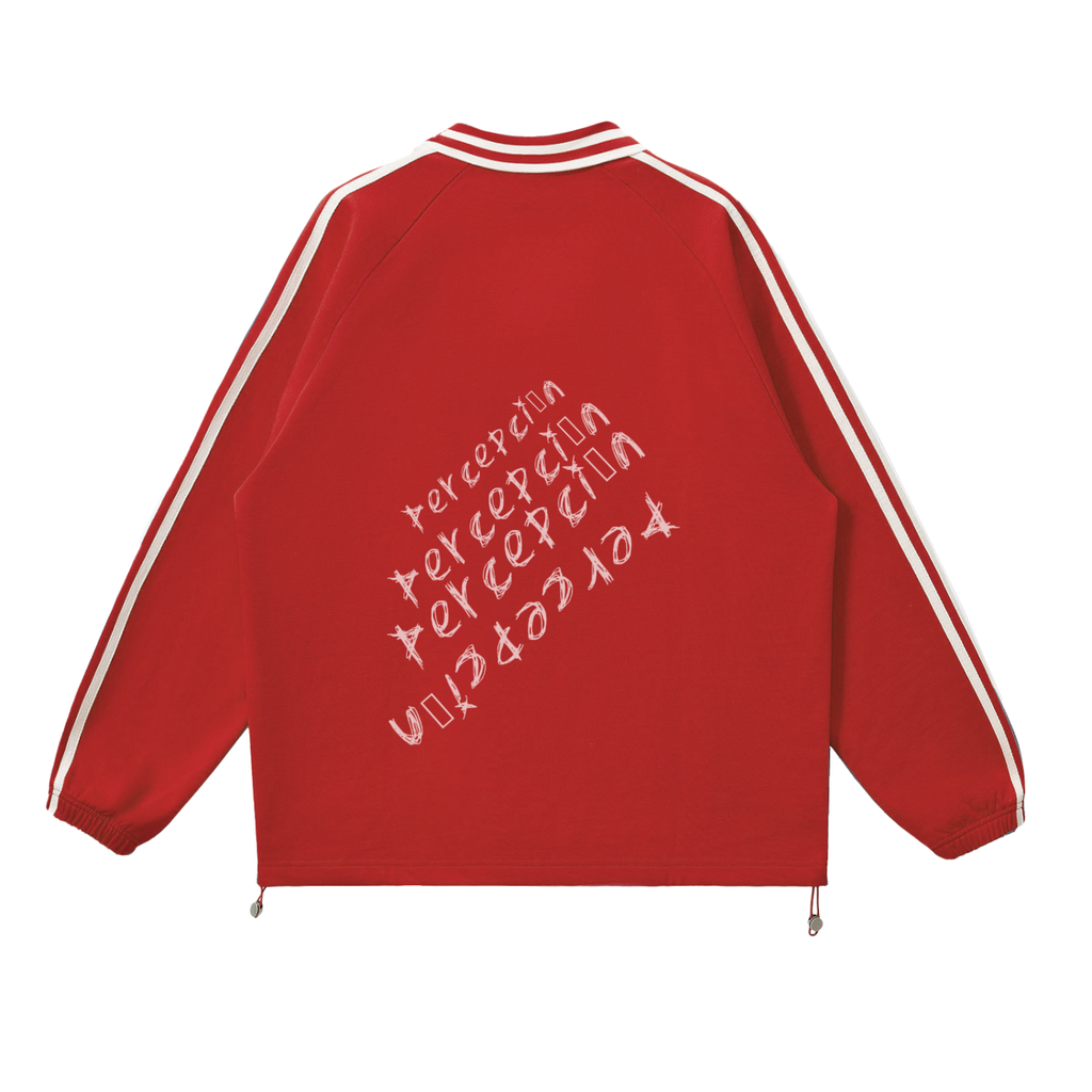 Percepción Striped Lapel Collar Sweatshirt