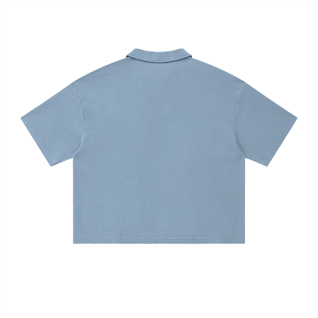 P Waffle Boxy Polo Shirt(Unisex)