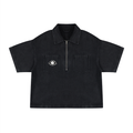Pïôn Unisex Vintage Wash Boxy Quarter-Zip Denim Shirt