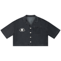 Percepcï Women's Lightning Wash Boxy Cropped Shirt