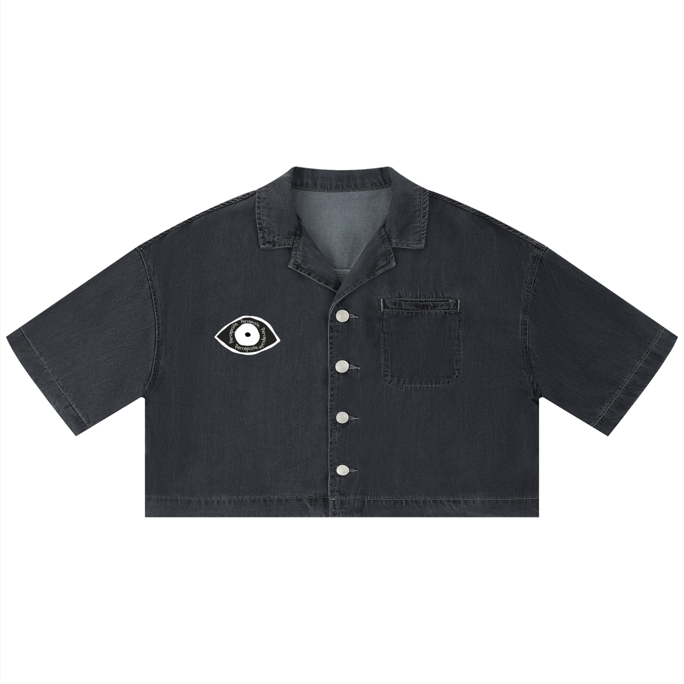 Percepcï Women's Lightning Wash Boxy Cropped Shirt