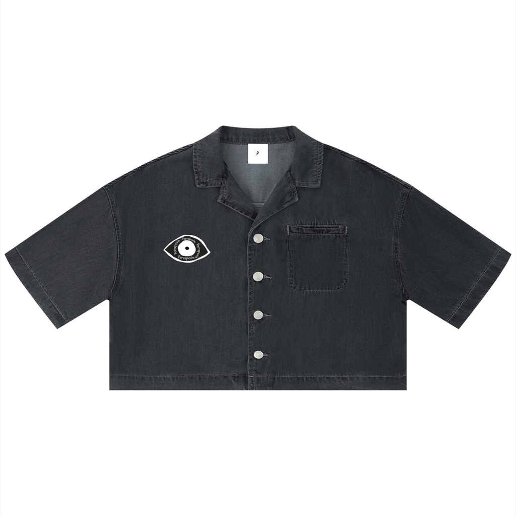 Percepcï Women's Night Wash Boxy Cropped Shirt