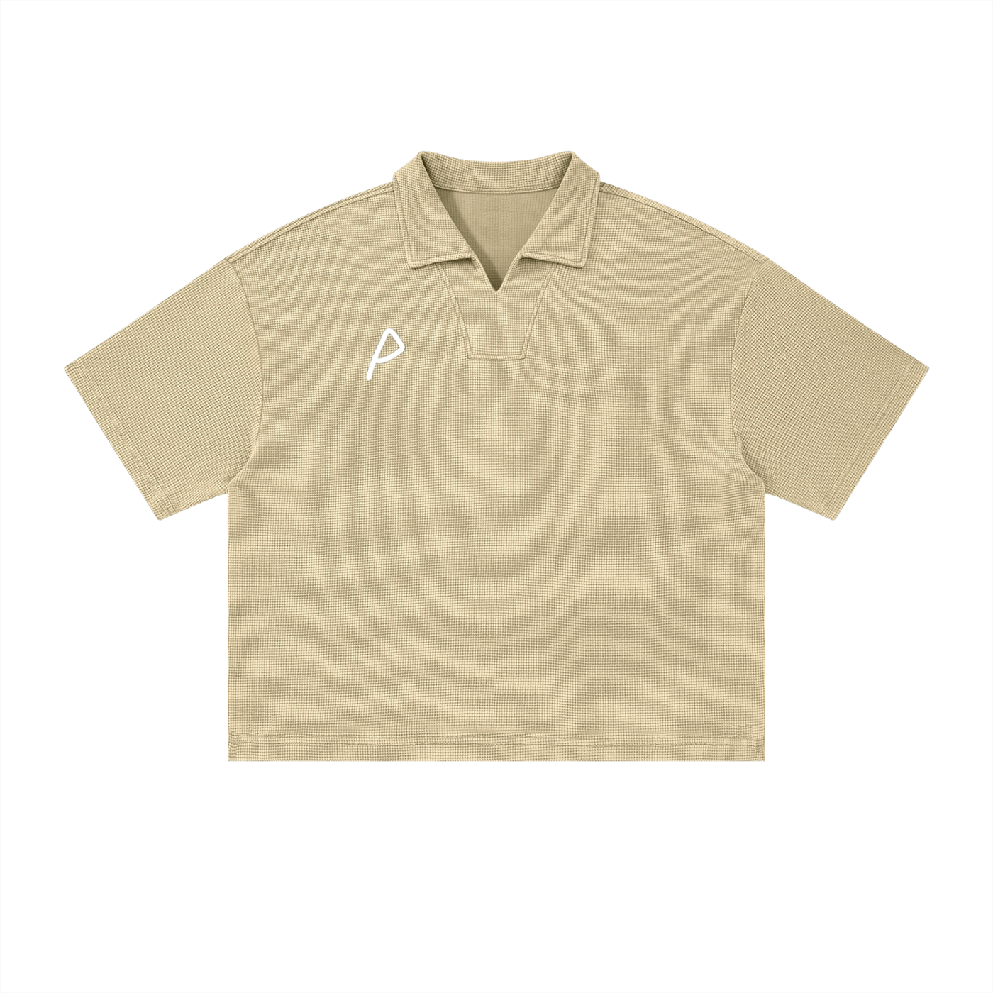 P Waffle Boxy Polo Shirt(Unisex)