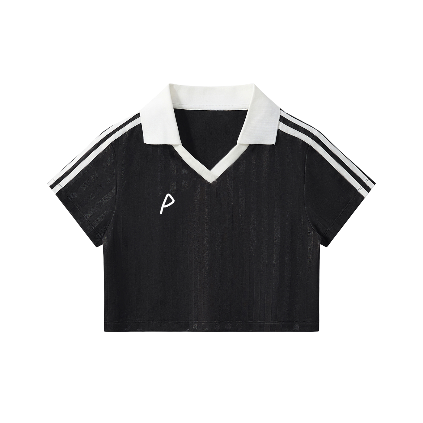 Contrast Collar Striped Cropped Jersey