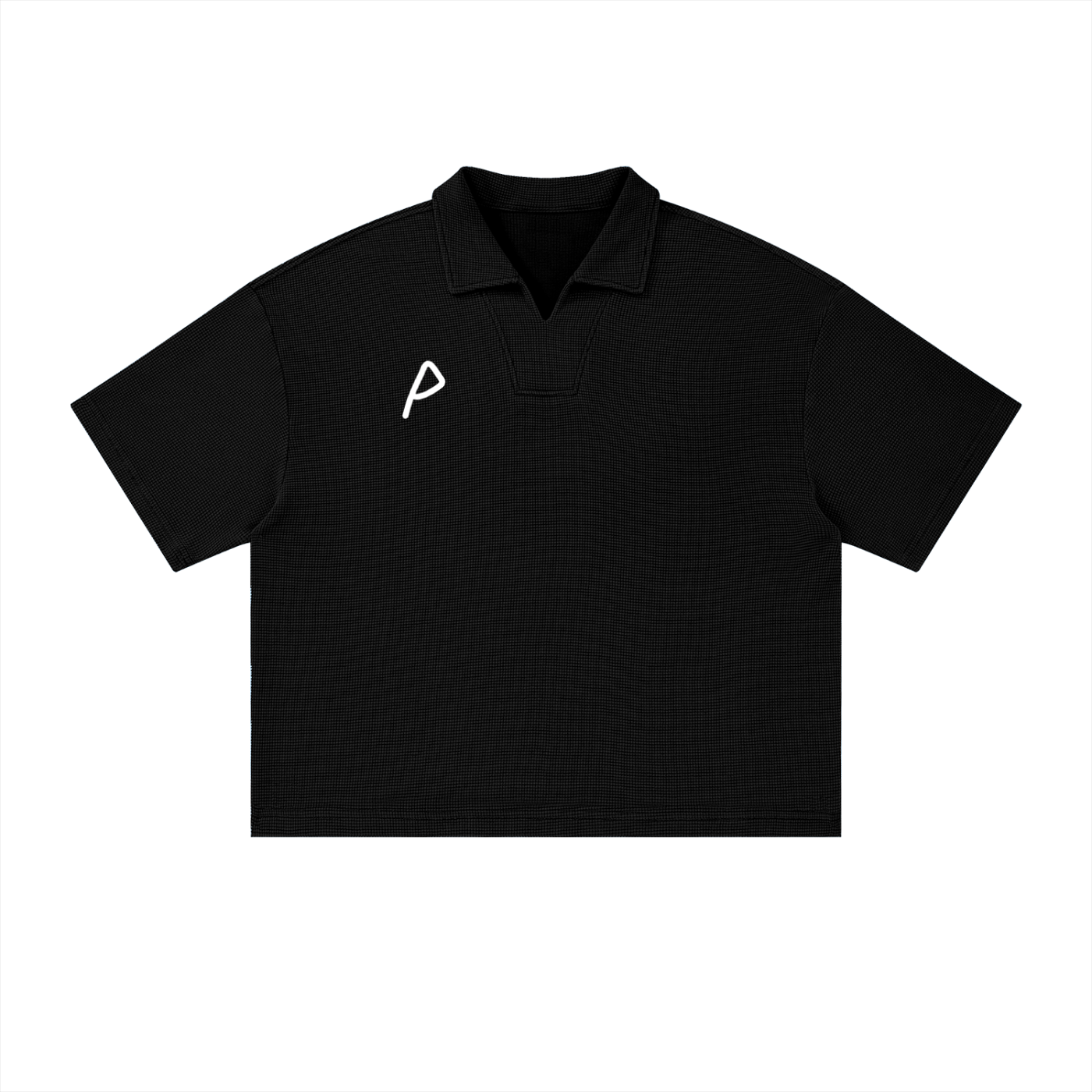 P Waffle Boxy Polo Shirt(Unisex)