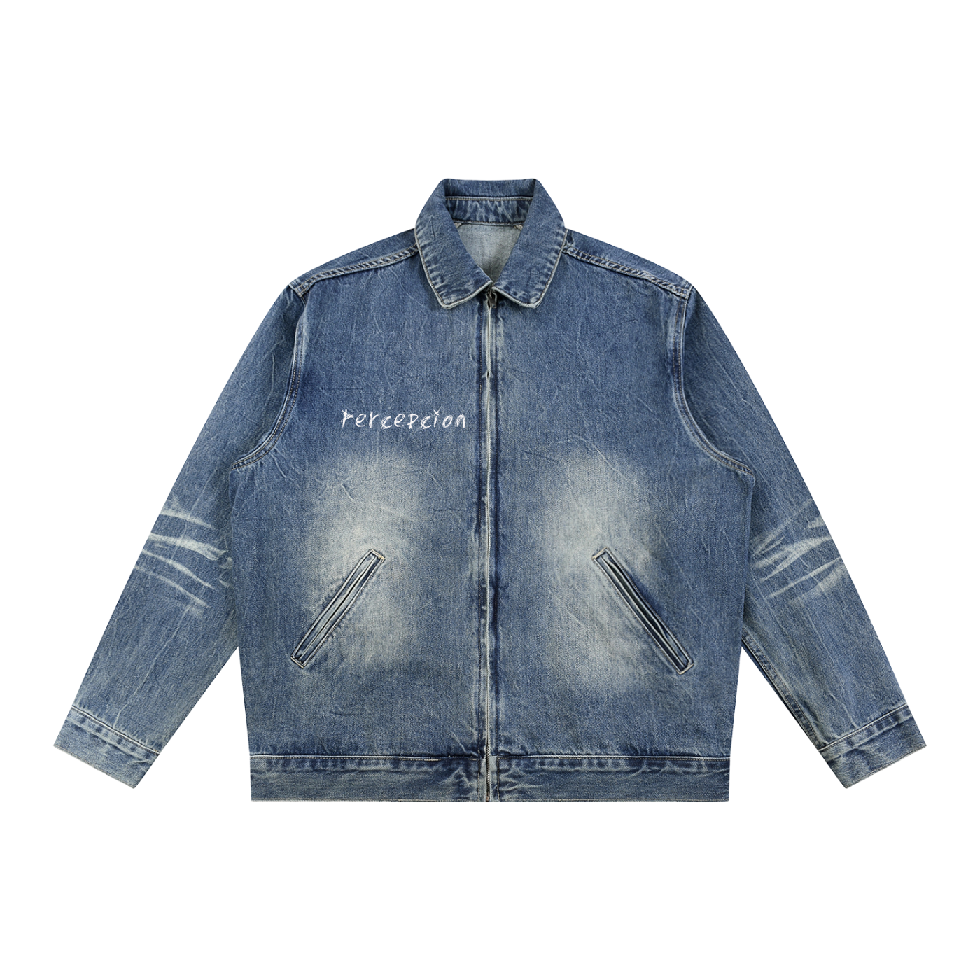 Pión Vintage Wash Zip Up Denim Jacket