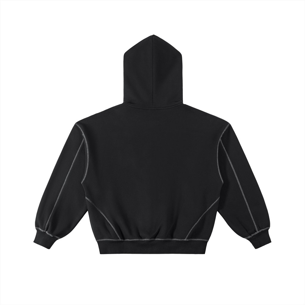 P Contrast-Stitched Boxy Fleece Zip Hoodie