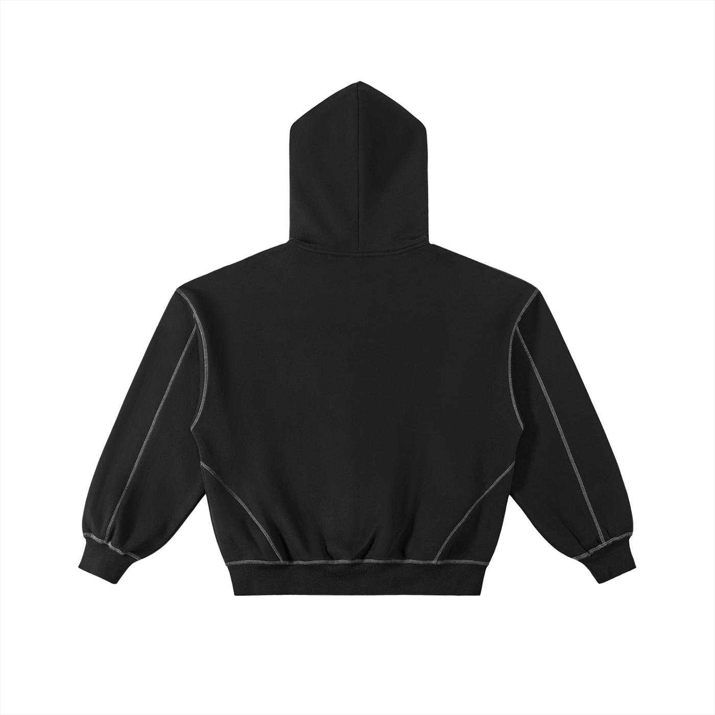 P Contrast-Stitched Boxy Fleece Zip Hoodie