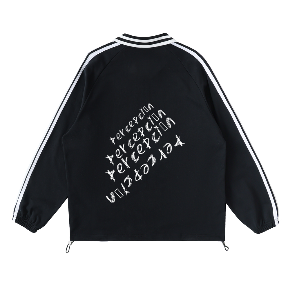Percepción Striped Lapel Collar Sweatshirt
