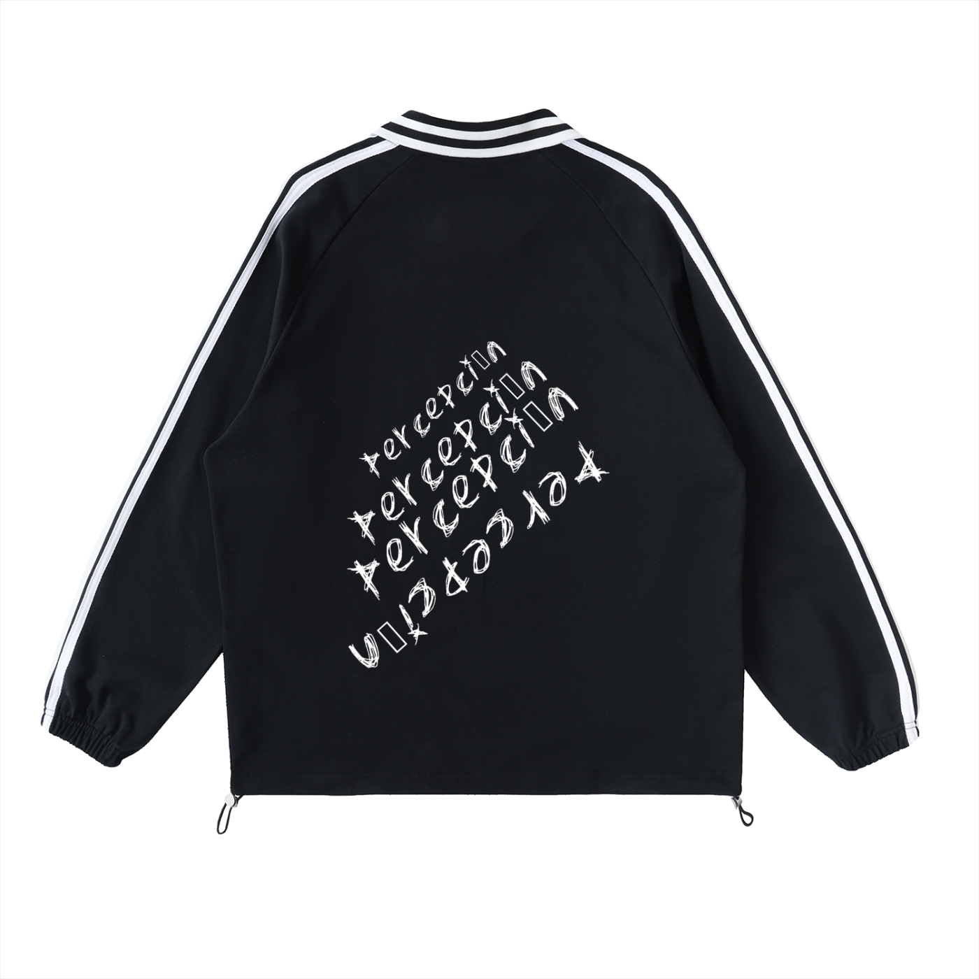 Percepción Striped Lapel Collar Sweatshirt