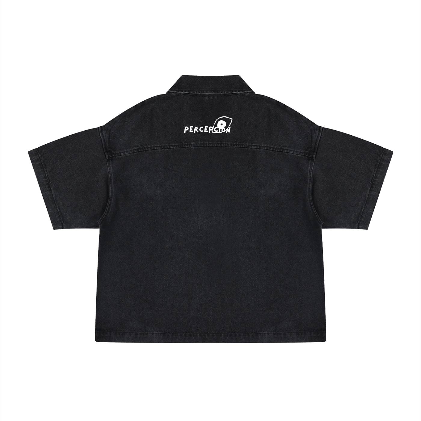 Pïôn Unisex Vintage Wash Boxy Quarter-Zip Denim Shirt