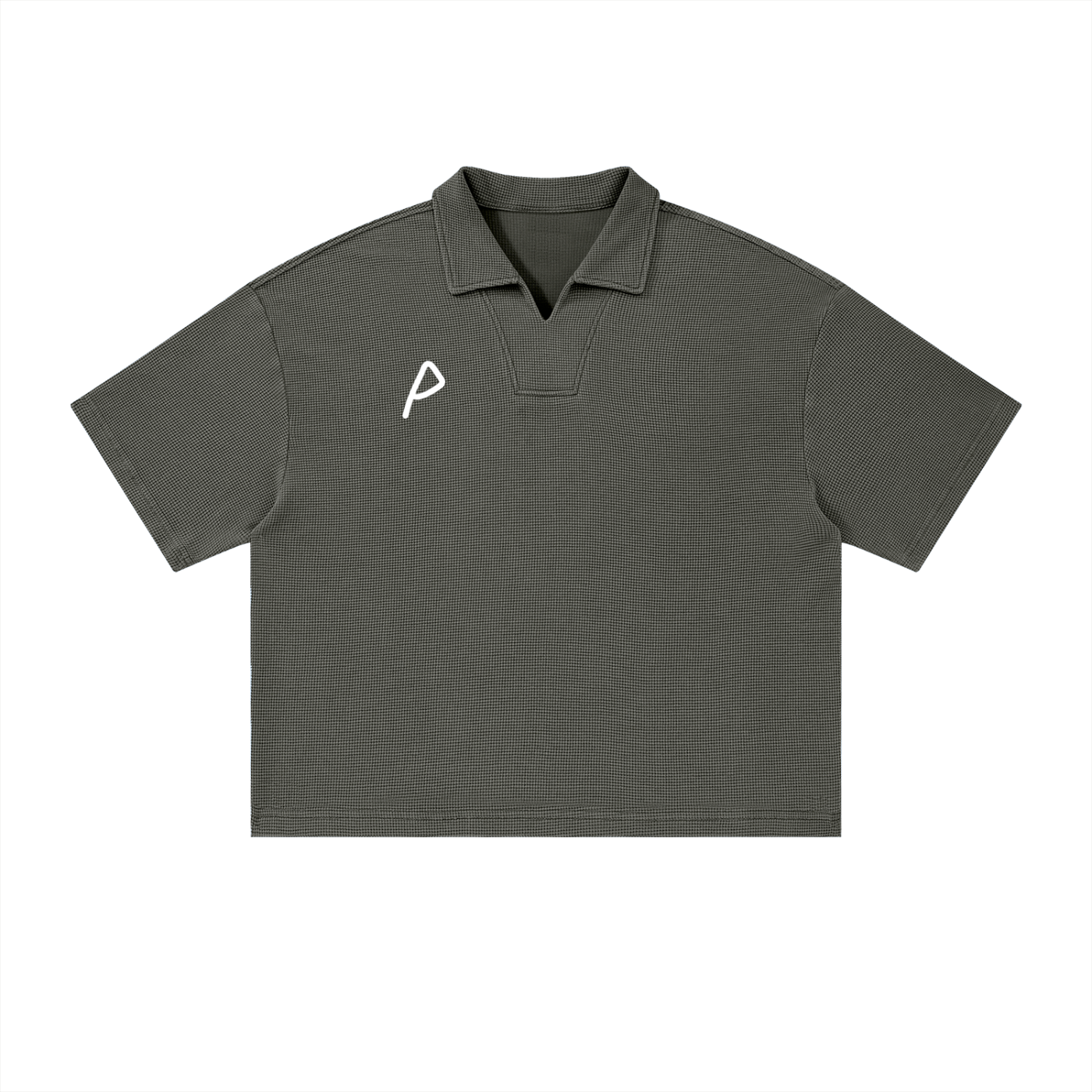 P Waffle Boxy Polo Shirt(Unisex)